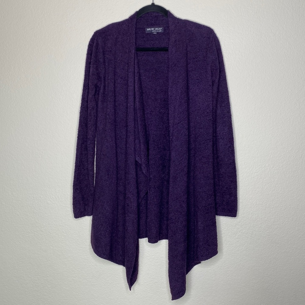 Barefoot Dreams cozy chic lite sweater purple calypso wrap drape bamboo small